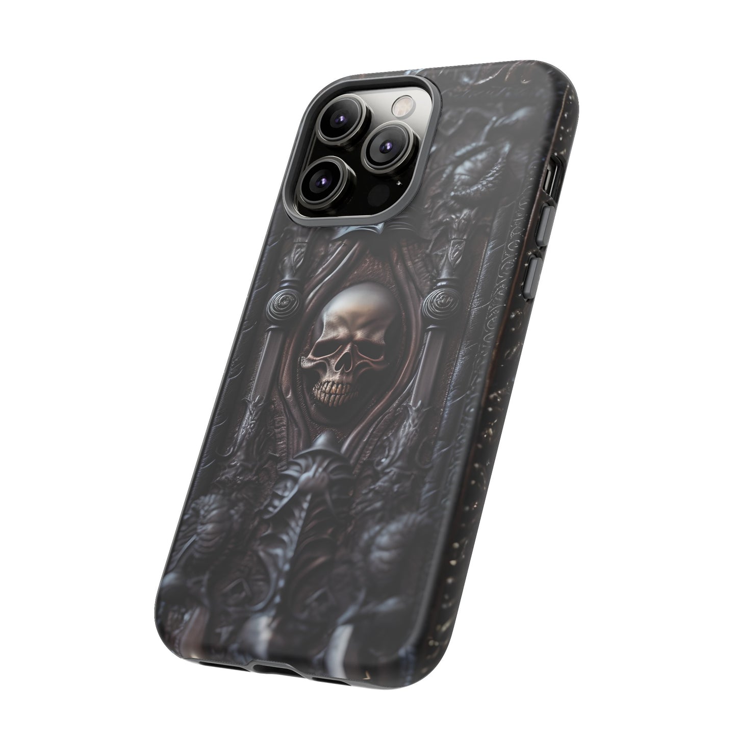 Dark Grimoire of Death Tough Phone Case – Gothic Skull Vampiric Design for iPhone, Samsung Galaxy, and Google Pixel Devices