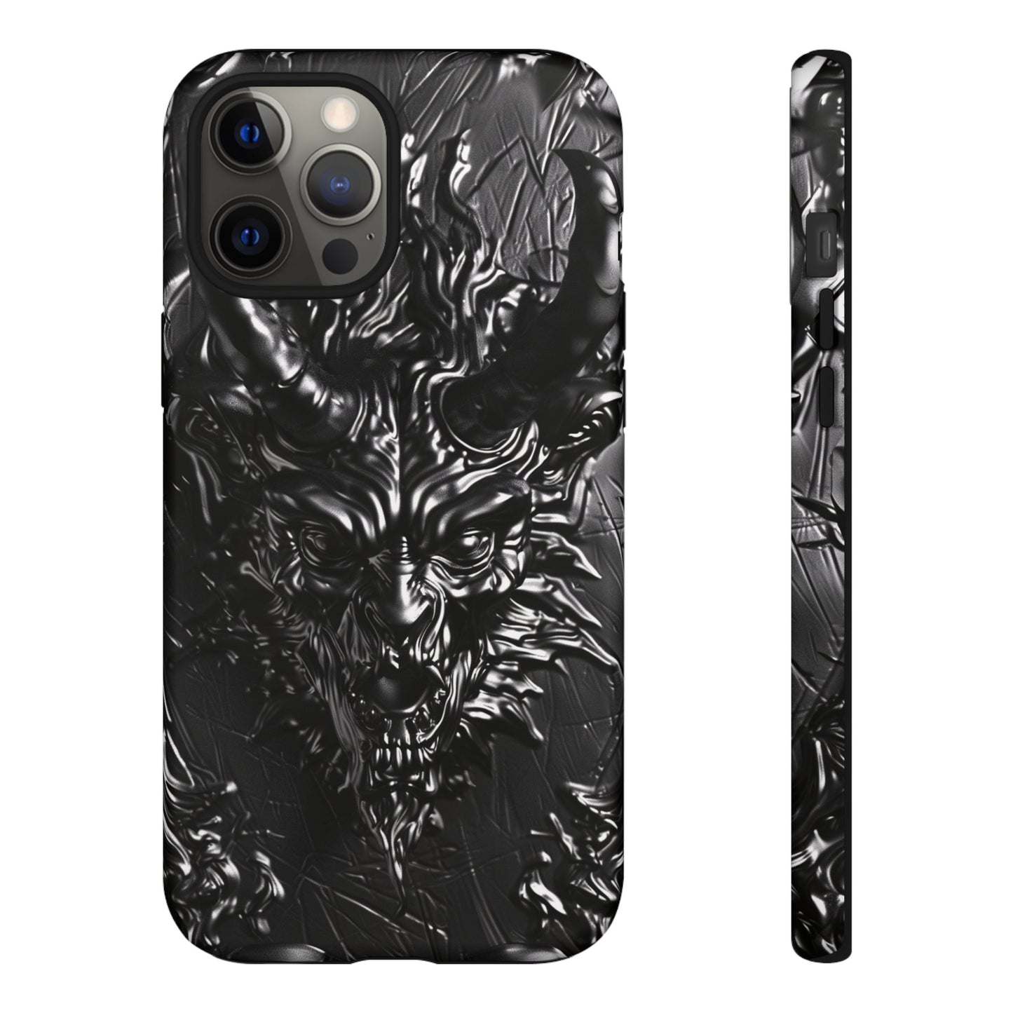 Silver Devil Phone Case – Gothic Demon Design for iPhone, Samsung Galaxy, and Google Pixel Devices