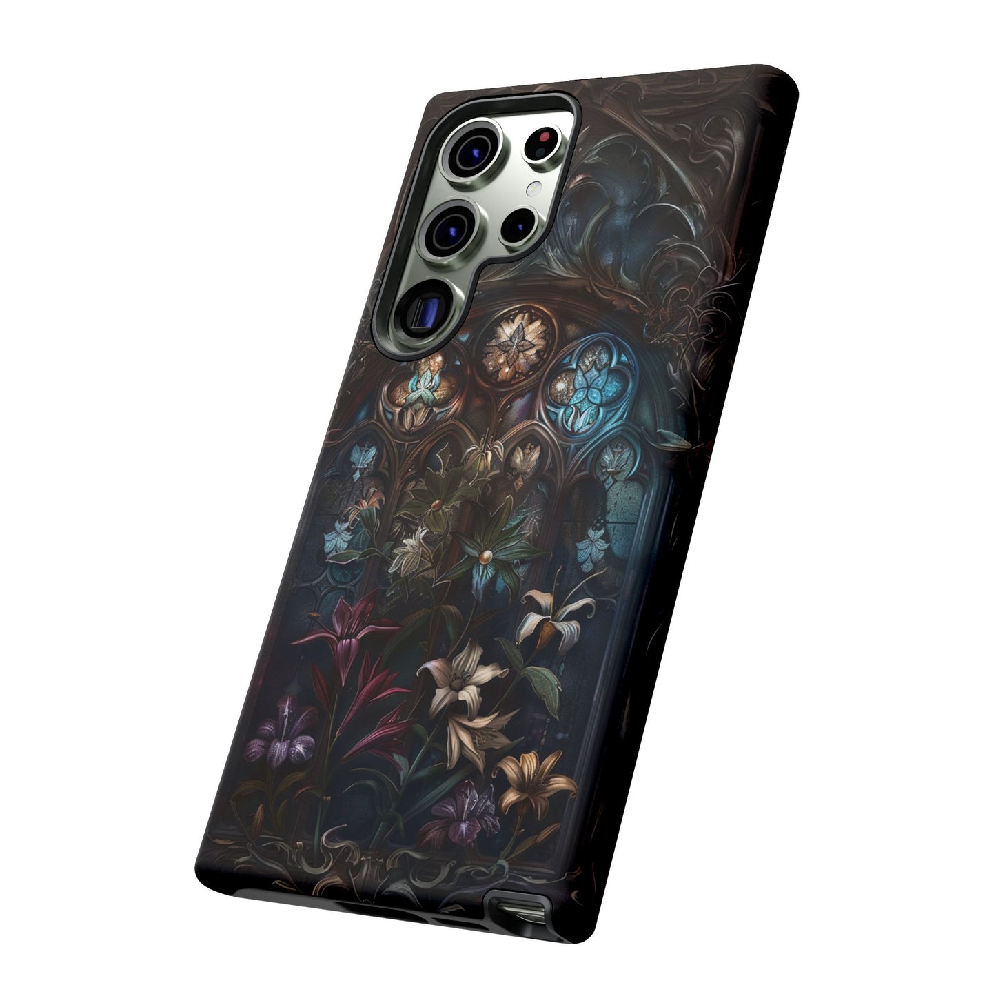 Elegant Gothic Flower Art Phone Case - Intricate Floral Design for iPhone, Samsung Galaxy, and Google Pixel Devices