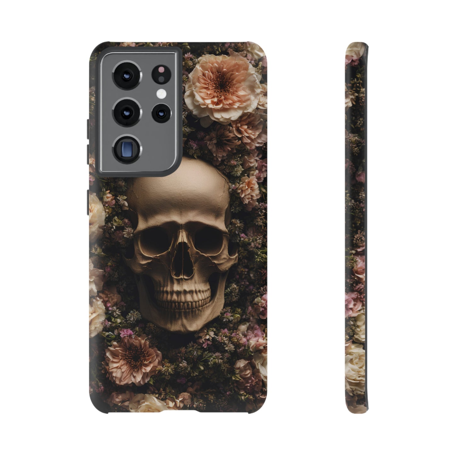 Skull and Flowers #2 Phone Case – Gothic Floral Design for iPhone, Samsung Galaxy, and Google Pixel Devices