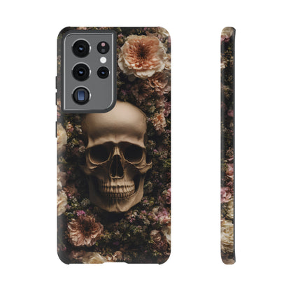 Skull and Flowers #2 Phone Case – Gothic Floral Design for iPhone, Samsung Galaxy, and Google Pixel Devices