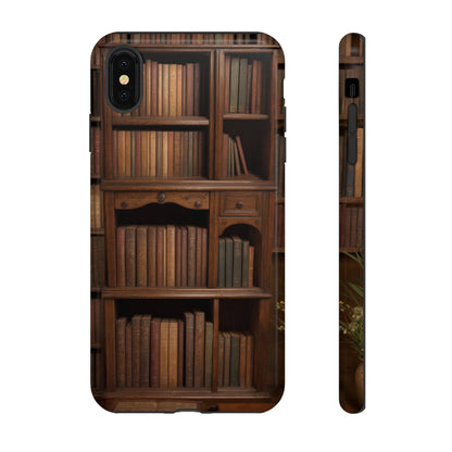 Book Shelf Phone Case – Vintage Library Design for iPhone, Samsung Galaxy, and Google Pixel Devices