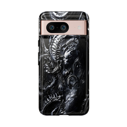 Biomechanical Transhumanism Phone Case – Alien Horror Design for iPhone and Samsung Galaxy Devices