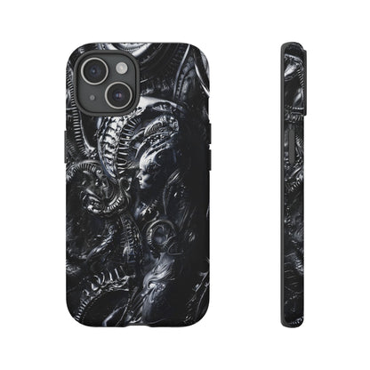 Biomechanical Transhumanism Phone Case – Alien Horror Design for iPhone and Samsung Galaxy Devices