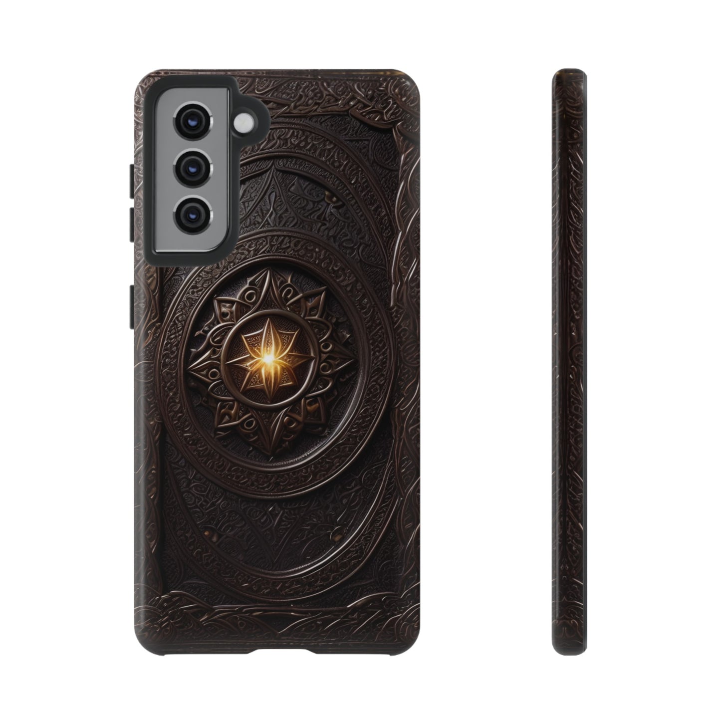 Intricate Leather Flower Tough Phone Case – Elegant Floral Design for iPhone, Samsung Galaxy, and Google Pixel Devices