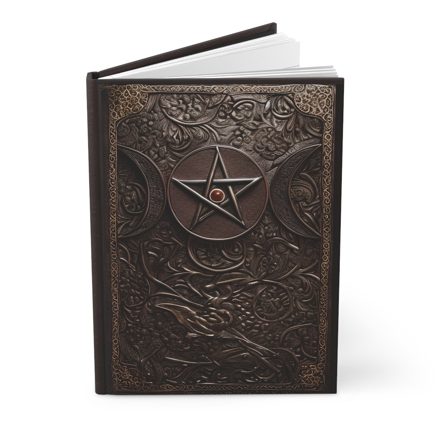 Triple Moon Pentacle Tome Hardcover Notebook – Mystical Journal for Creative Writing and Spiritual Reflections