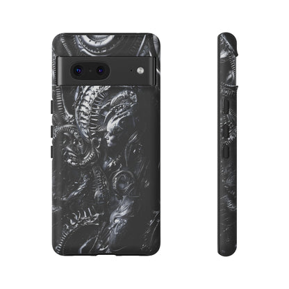 Biomechanical Transhumanism Phone Case – Alien Horror Design for iPhone and Samsung Galaxy Devices