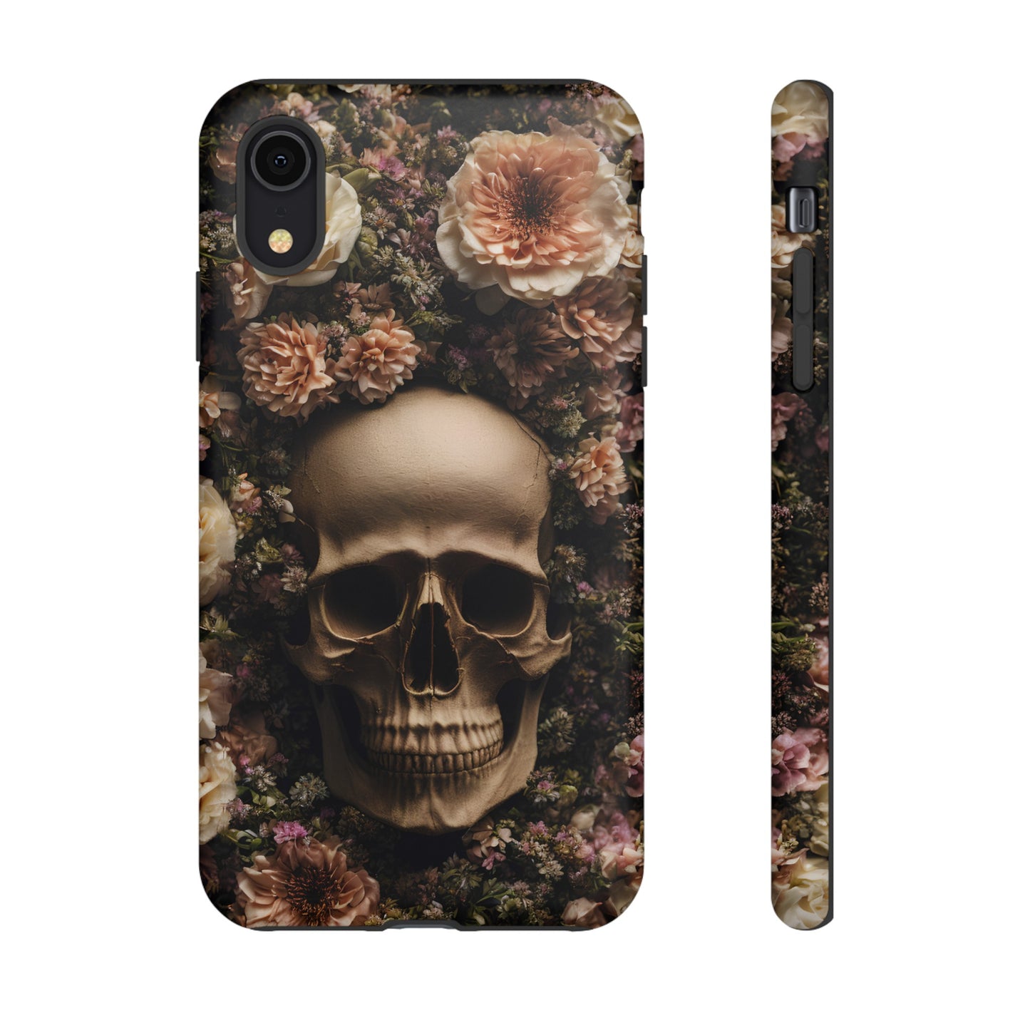 Skull and Flowers #2 Phone Case – Gothic Floral Design for iPhone, Samsung Galaxy, and Google Pixel Devices