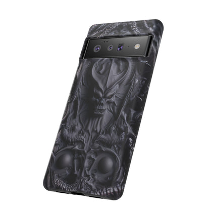 Black Demon Phone Case – Horned Hell Horror Design for iPhone, Samsung Galaxy, and Google Pixel Devices