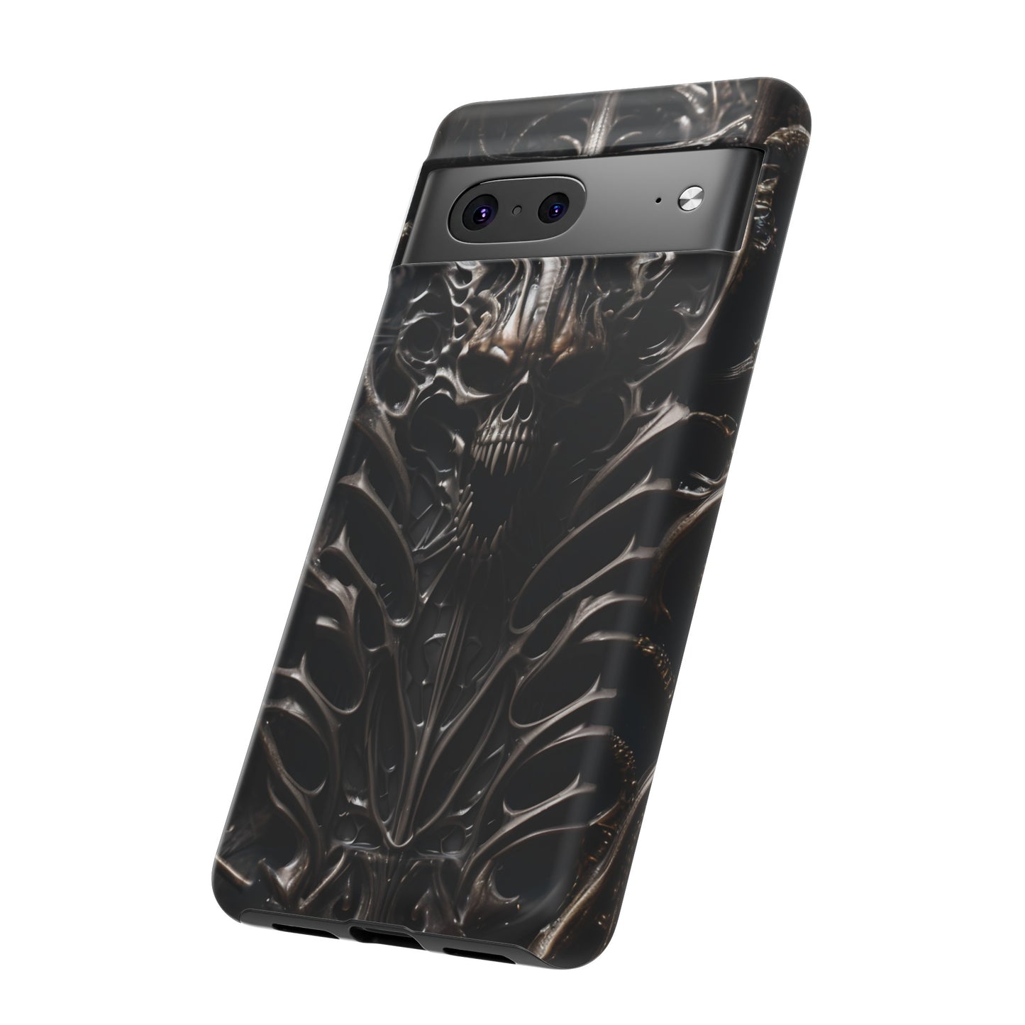 Biomechanical Horror 3 Tough Phone Case – Futuristic Alien Skull Design for iPhone, Samsung Galaxy, and Google Pixel Devices