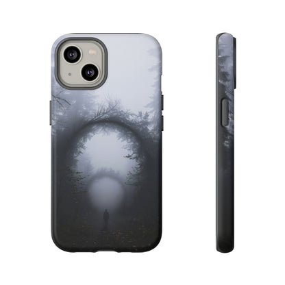 Mystical Forest Portal Phone Case - Atmospheric Foggy Path with Enchanted Tunnel For iPhone, Samsung Galaxy, and Google Pixel Devices.