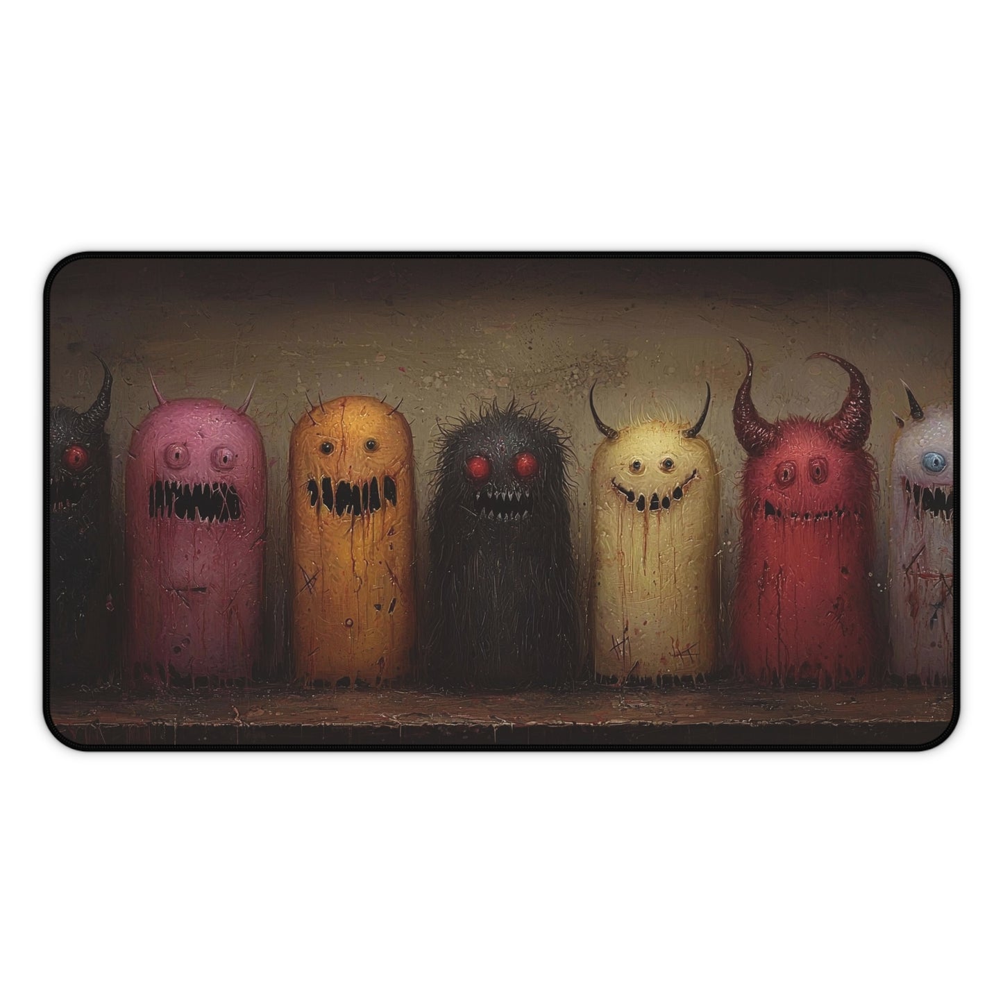 Whimsical Monster Friends Desk Mat - Cute and Creepy Desktop Decor for Gamers and Artists