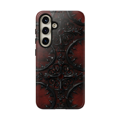 Vampiric Leather Phone Case for iPhone, Samsung Galaxy, and Google Pixel Devices - Gothic Ornate Design