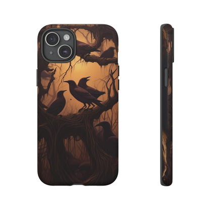 Ravens at Dusk Phone Case – Gothic Halloween Design with Edgar Allan Poe Inspired Crows for iPhone, Samsung Galaxy, and Google Pixel Devices