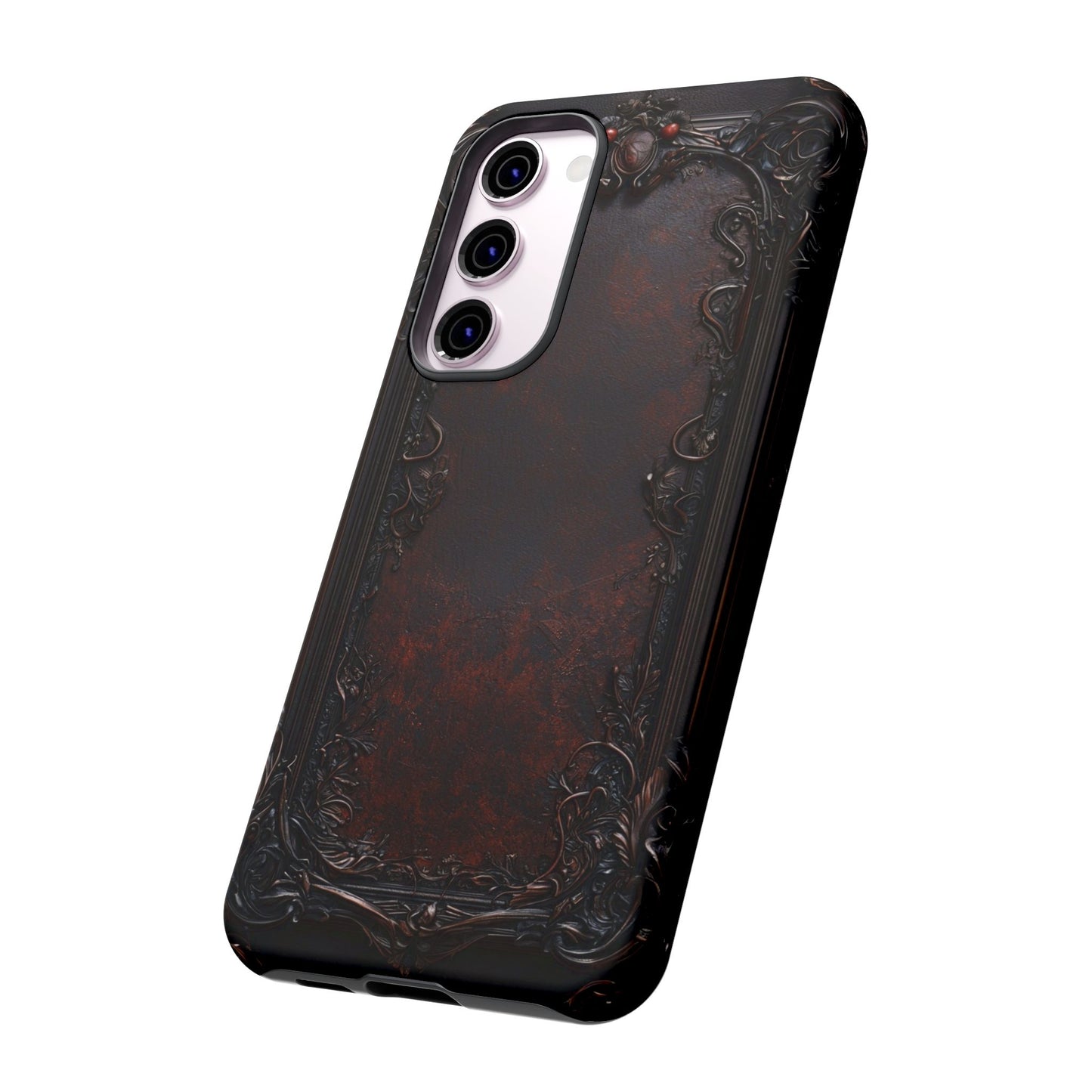 Gothic Ornate Leather-Inspired Phone Case - Dark Aesthetic Cover