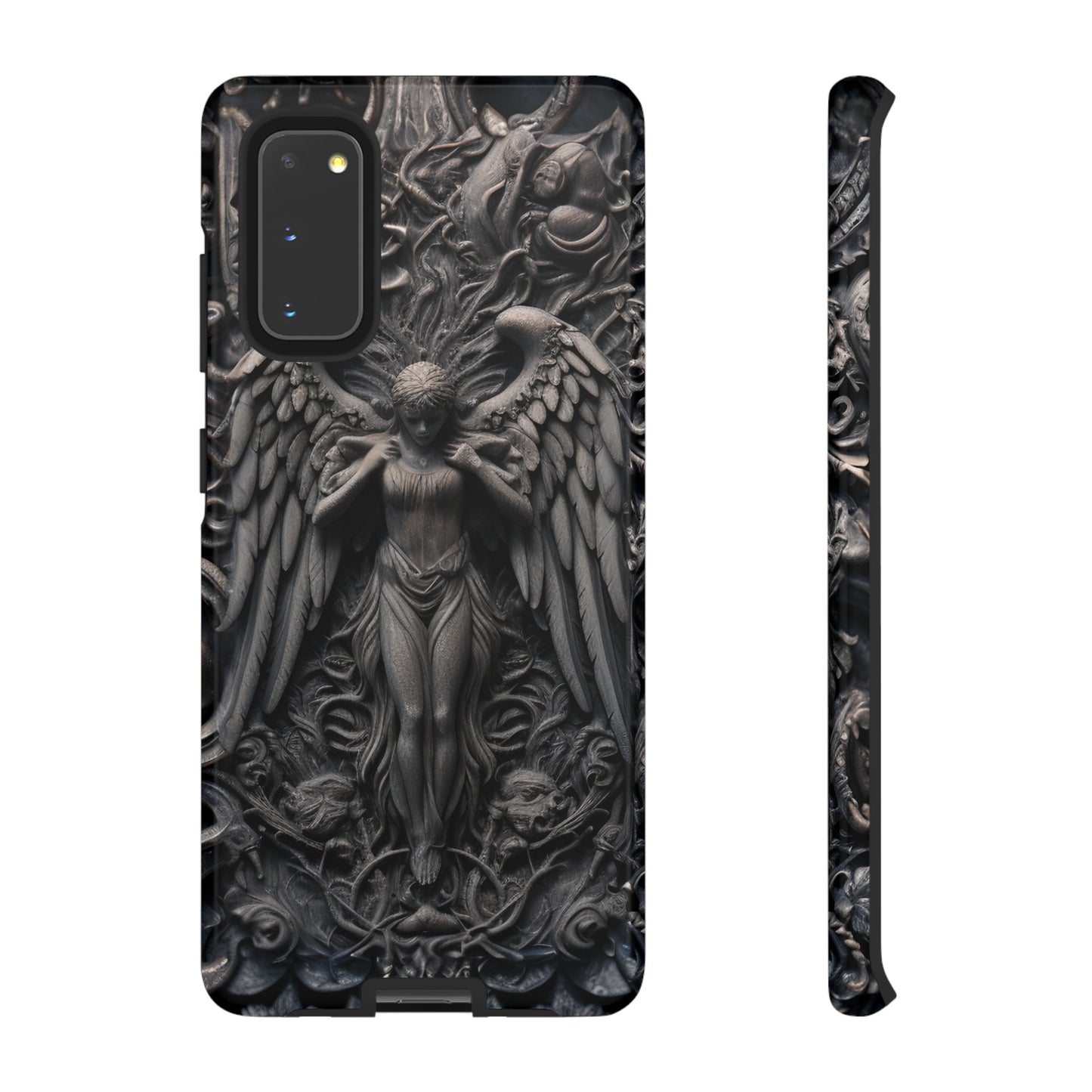 Grey Angel Phone Case – Gothic Marble Statue Design for iPhone, Samsung Galaxy, and Google Pixel Devices