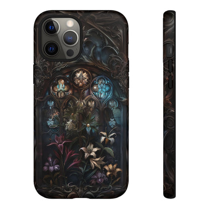 Elegant Gothic Flower Art Phone Case - Intricate Floral Design for iPhone, Samsung Galaxy, and Google Pixel Devices