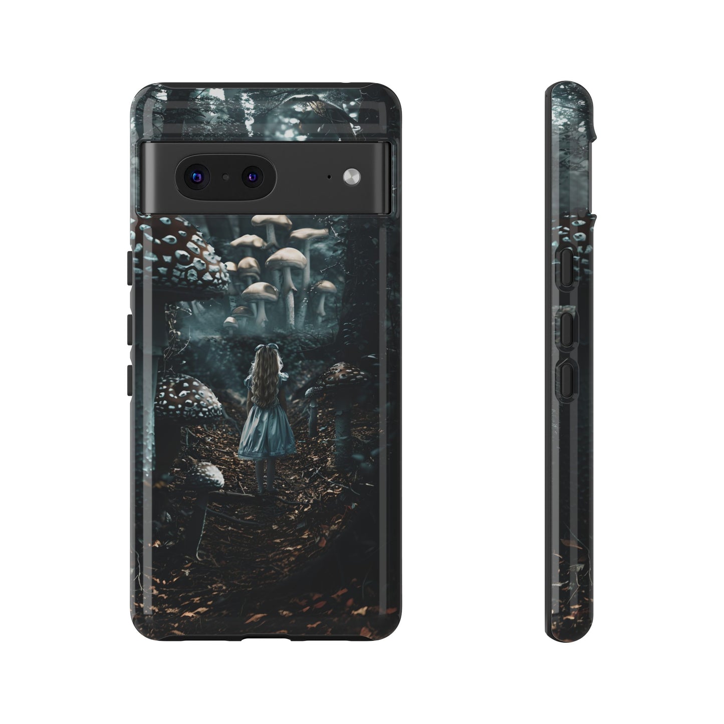 Alice in the Mushroom Forest Phone Case – Fantasy Wonderland Design for iPhone, Samsung Galaxy, and Google Pixel Devices