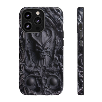 Black Demon Phone Case – Horned Hell Horror Design for iPhone, Samsung Galaxy, and Google Pixel Devices