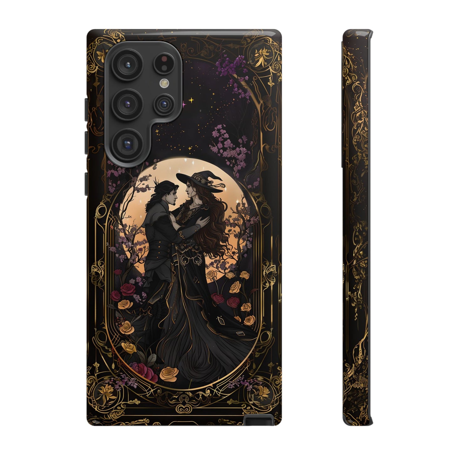 Gothic Romance Phone Case - Enchanted Witch and Lover Design for iPhone, Samsung Galaxy, and Google Pixel Devices