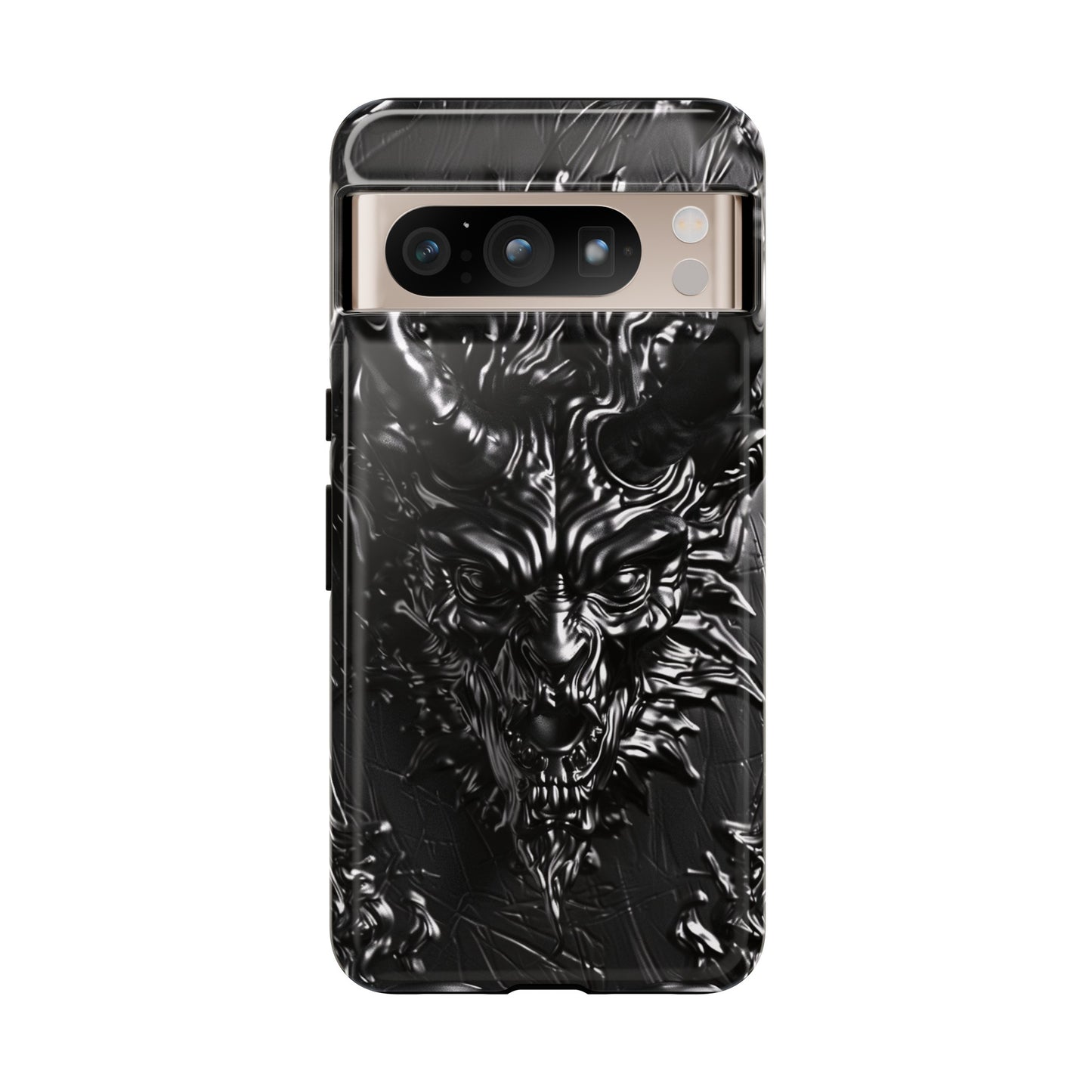 Silver Devil Phone Case – Gothic Demon Design for iPhone, Samsung Galaxy, and Google Pixel Devices