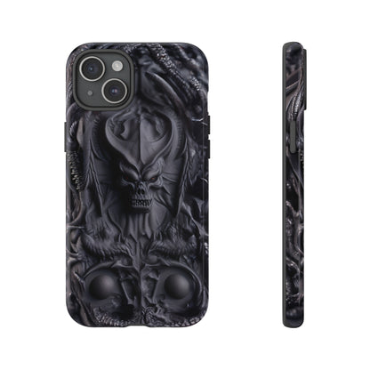 Black Demon Phone Case – Horned Hell Horror Design for iPhone, Samsung Galaxy, and Google Pixel Devices