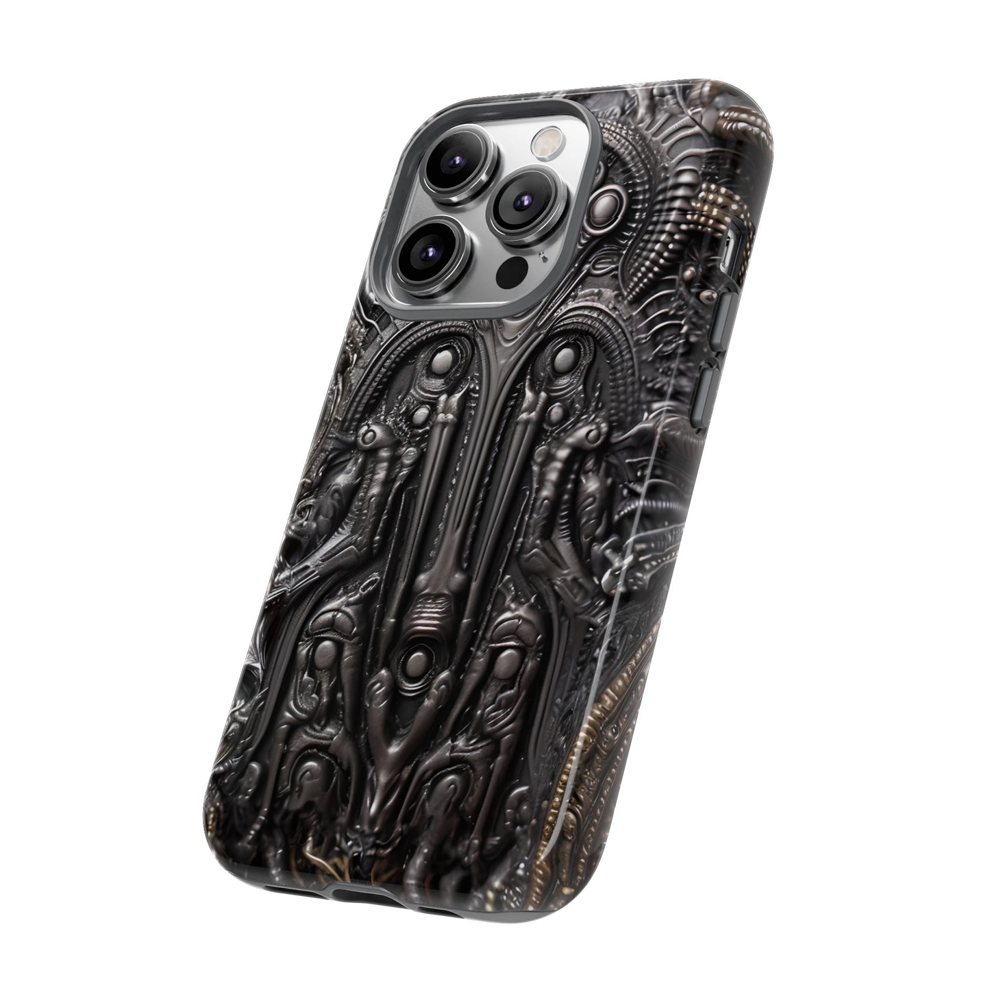 Biomechanical Horror Phone Case – Dark Sci-Fi Design for iPhone, Samsung Galaxy, Google Pixel Devices