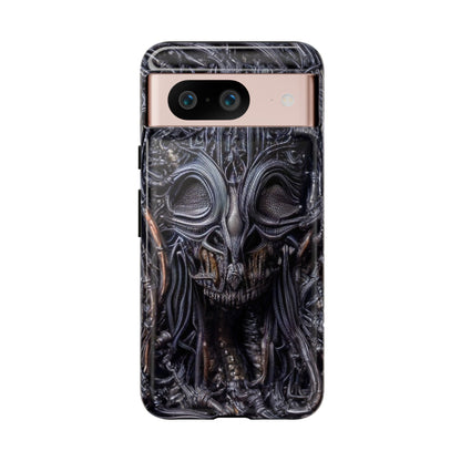 Biomechanical Horror 2 Phone Case – Futuristic Alien Horror Design for iPhone, Samsung Galaxy, and Google Pixel Devices