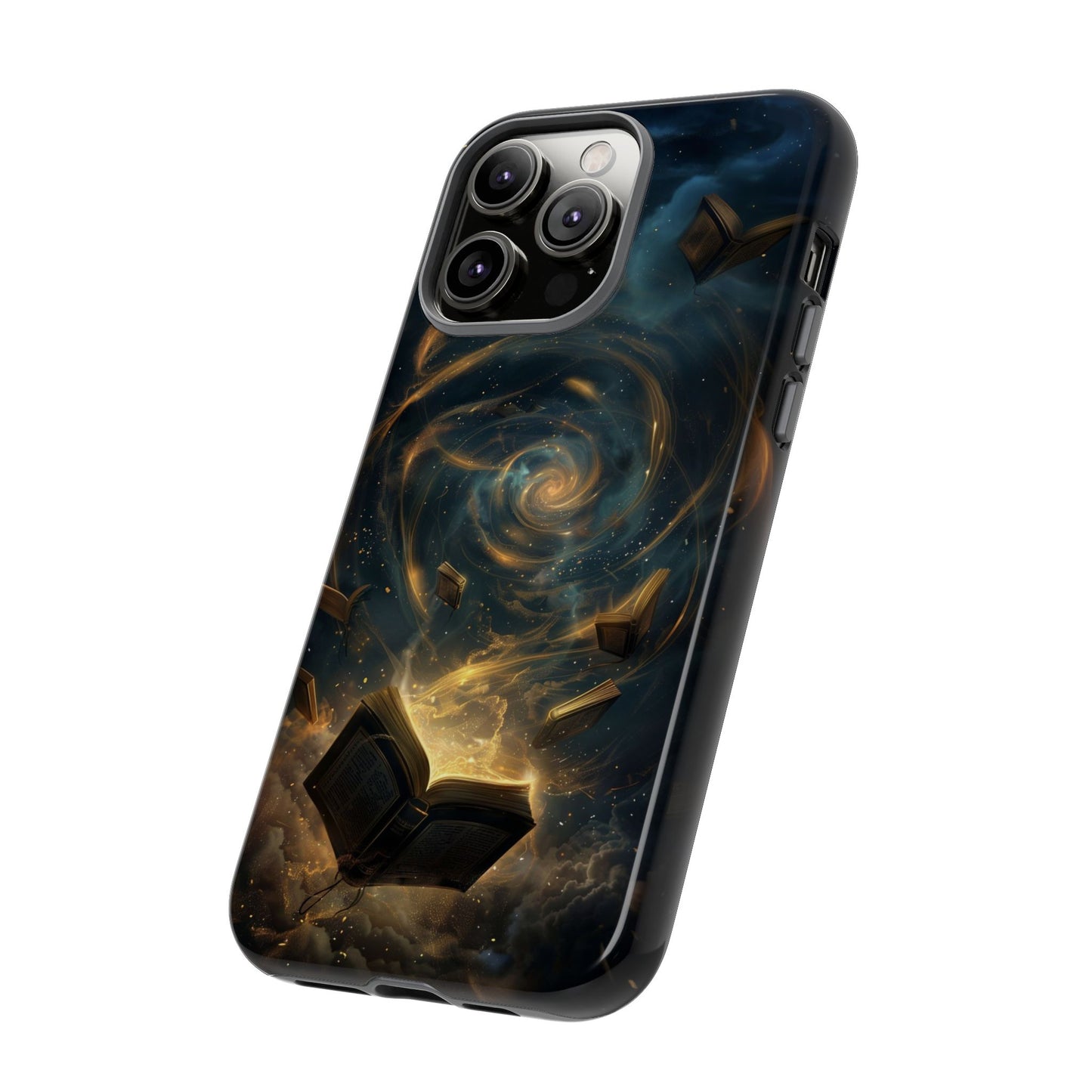 Magical Galaxy Swirling Books Phone Case - Celestial Book Lover's Gift for iPhone, Samsung Galaxy, and Google Pixel Devices