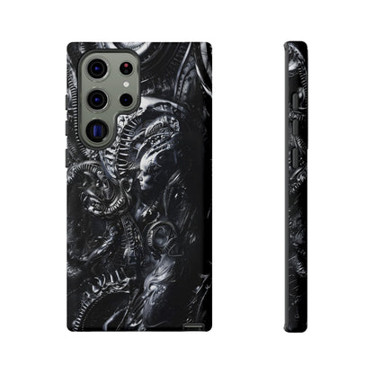 Biomechanical Transhumanism Phone Case – Alien Horror Design for iPhone and Samsung Galaxy Devices