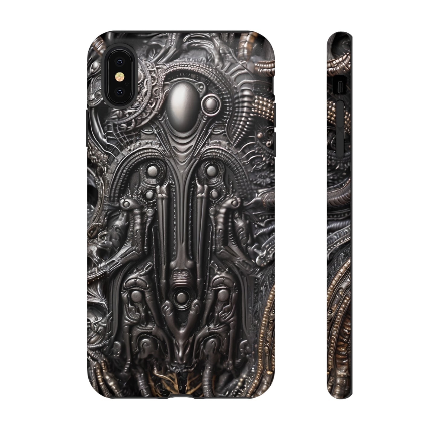 Biomechanical Horror Phone Case – Dark Sci-Fi Design for iPhone, Samsung Galaxy, Google Pixel Devices