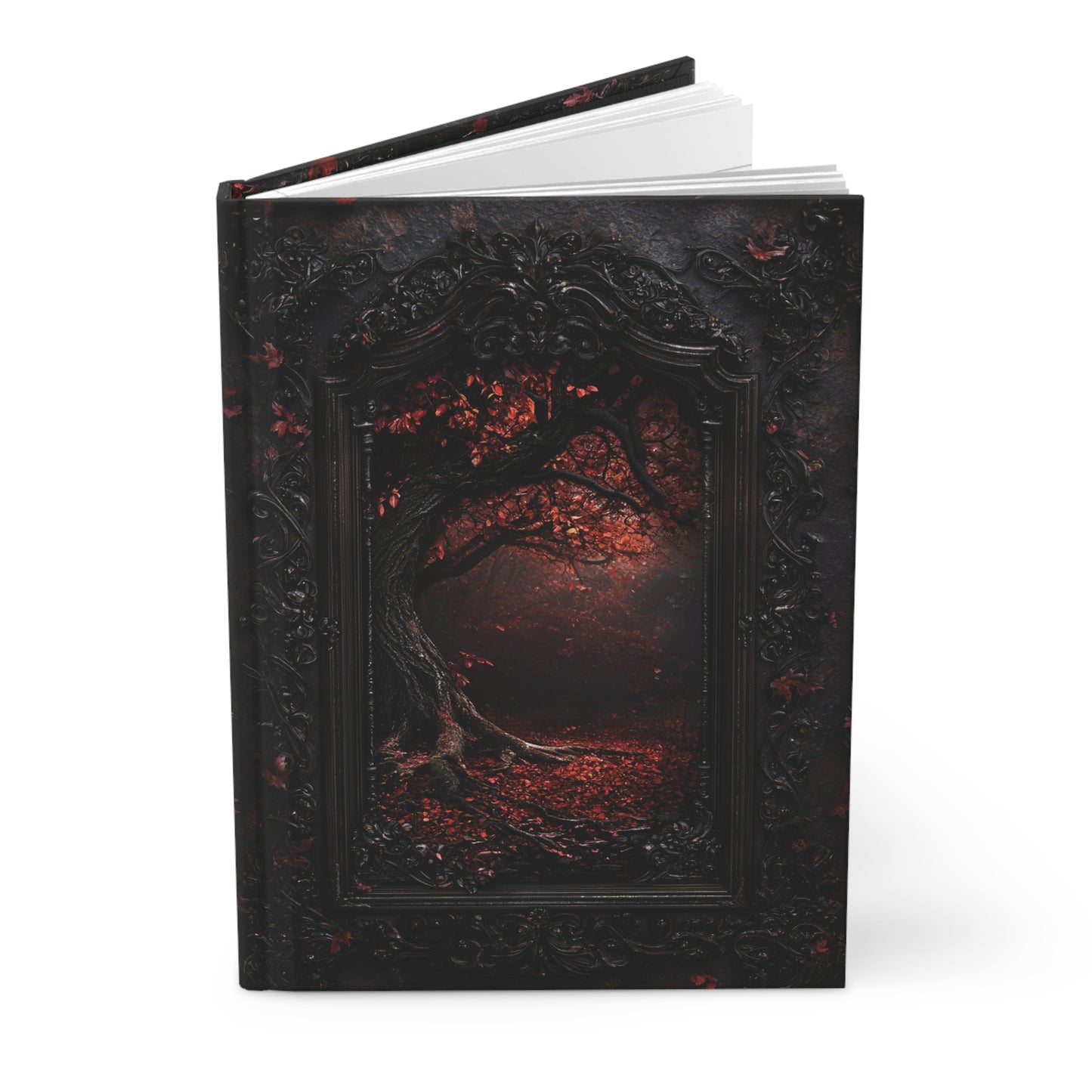 Enchanted Dark Forest Hardcover Journal - Gothic Art Notebook with Intricate Tree Design