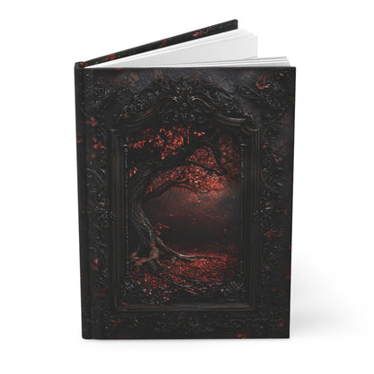 Enchanted Dark Forest Hardcover Journal - Gothic Art Notebook with Intricate Tree Design