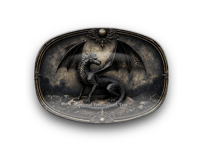Black Dragon Fantasy Platter – Gothic Dragon Tray with Optional Personalized Text