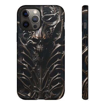 Biomechanical Horror 3 Tough Phone Case – Futuristic Alien Skull Design for iPhone, Samsung Galaxy, and Google Pixel Devices