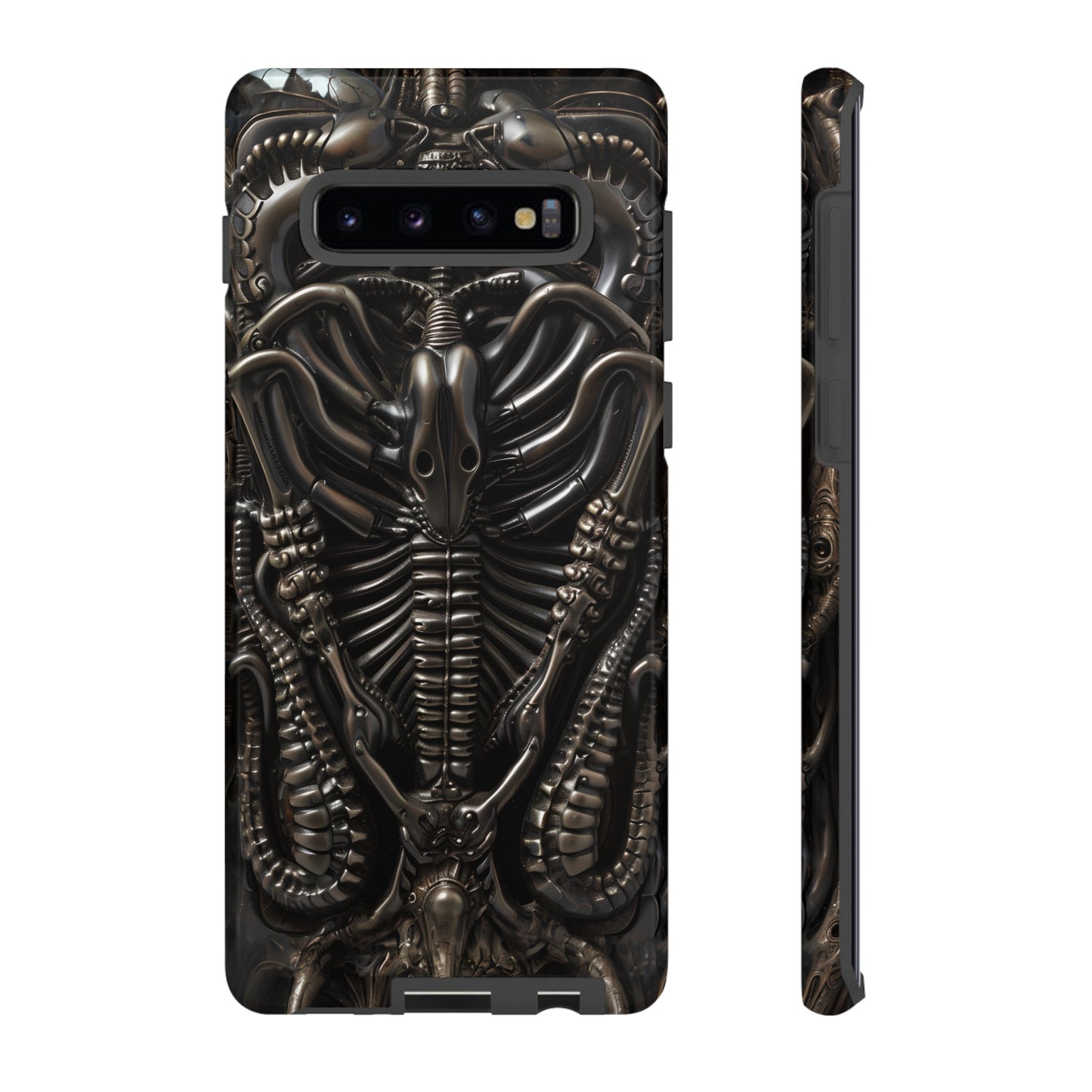 Biomechanical Nightmares Tough Phone Case – Alien Horror Design for iPhone and Samsung Galaxy Devices