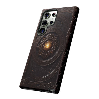 Intricate Leather Flower Tough Phone Case – Elegant Floral Design for iPhone, Samsung Galaxy, and Google Pixel Devices