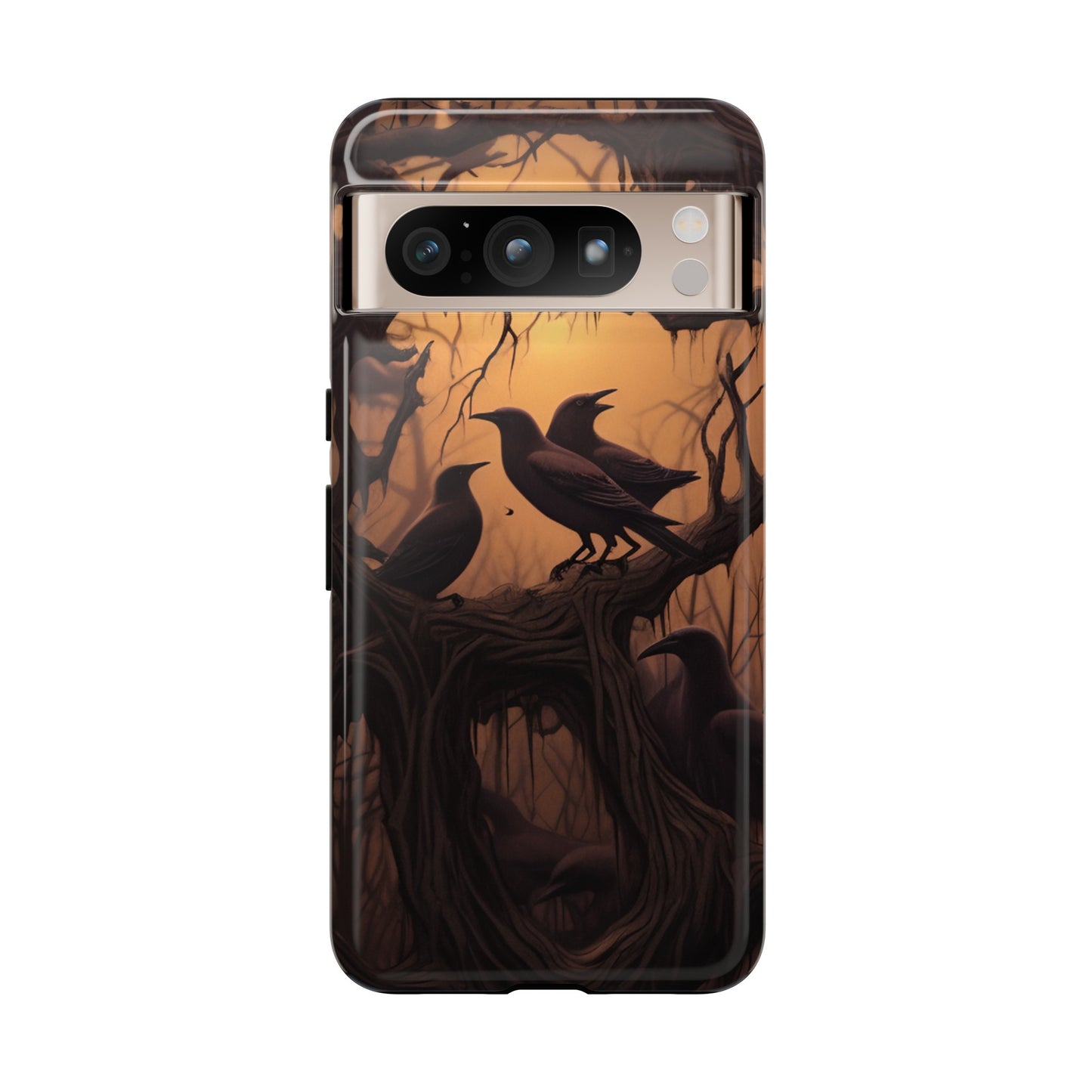 Ravens at Dusk Phone Case – Gothic Halloween Design with Edgar Allan Poe Inspired Crows for iPhone, Samsung Galaxy, and Google Pixel Devices