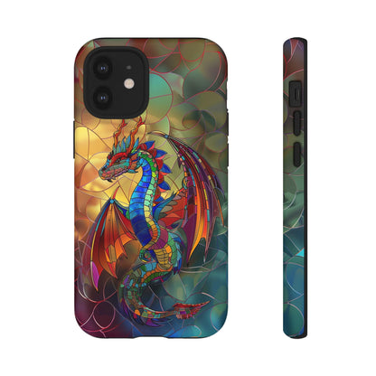 Stained Glass Dragon Phone Case - Colorful Fantasy Design for iPhone, Samsung Galaxy, Google Pixel Devices