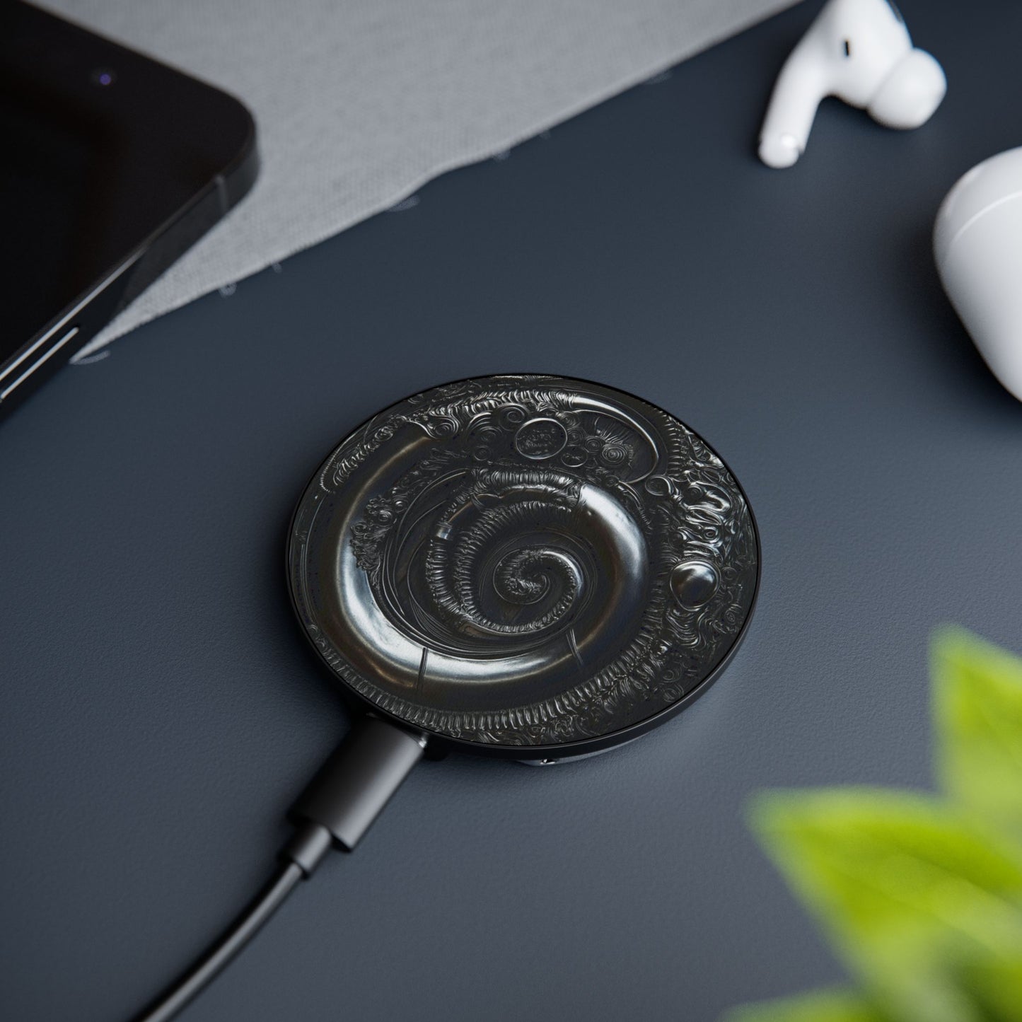 Futuristic Biomechanical Coil Wireless Charging Pad