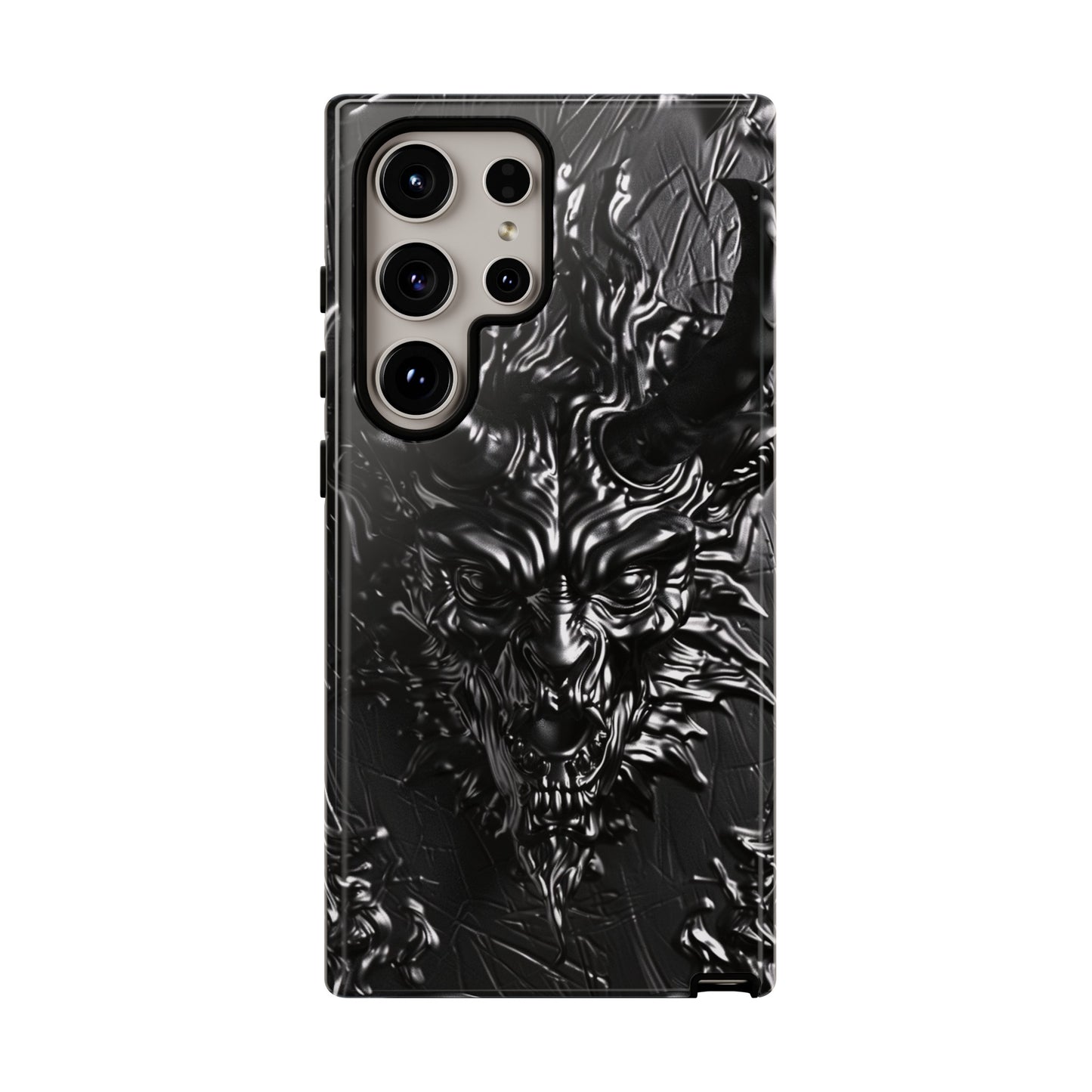 Silver Devil Phone Case – Gothic Demon Design for iPhone, Samsung Galaxy, and Google Pixel Devices