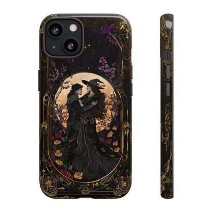 Gothic Romance Phone Case - Enchanted Witch and Lover Design for iPhone, Samsung Galaxy, and Google Pixel Devices