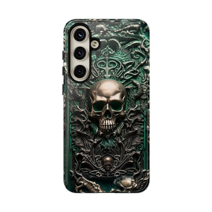 Green Skull Phone Case – Ornate Gothic Design for iPhone, Samsung Galaxy, and Google Pixel Devices