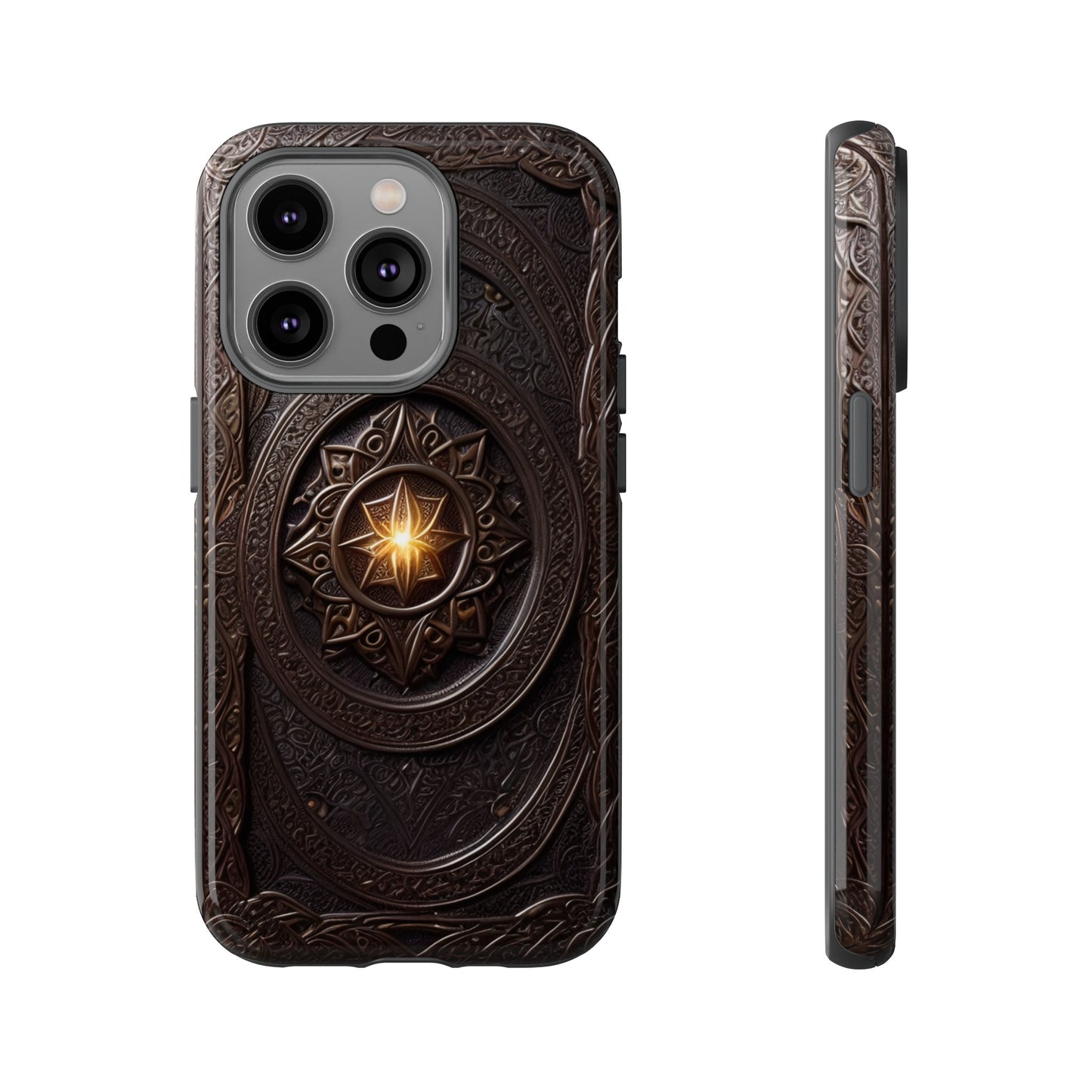 Intricate Leather Flower Tough Phone Case – Elegant Floral Design for iPhone, Samsung Galaxy, and Google Pixel Devices