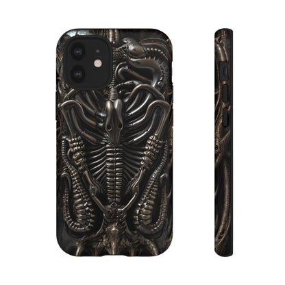 Biomechanical Nightmares Tough Phone Case – Alien Horror Design for iPhone and Samsung Galaxy Devices