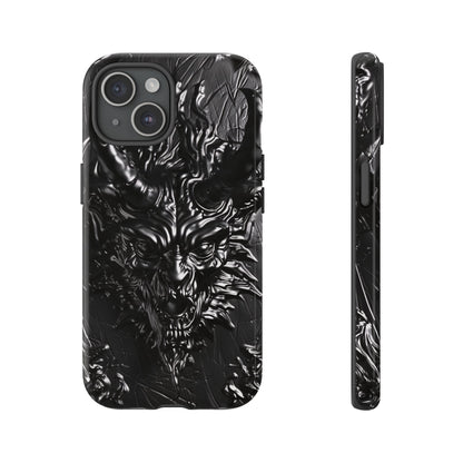 Silver Devil Phone Case – Gothic Demon Design for iPhone, Samsung Galaxy, and Google Pixel Devices