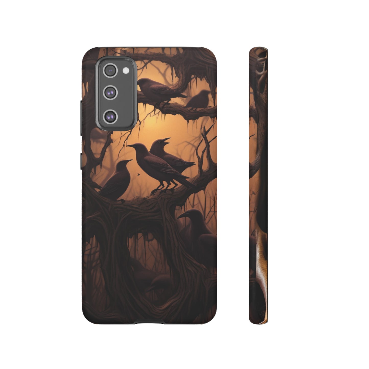 Ravens at Dusk Phone Case – Gothic Halloween Design with Edgar Allan Poe Inspired Crows for iPhone, Samsung Galaxy, and Google Pixel Devices