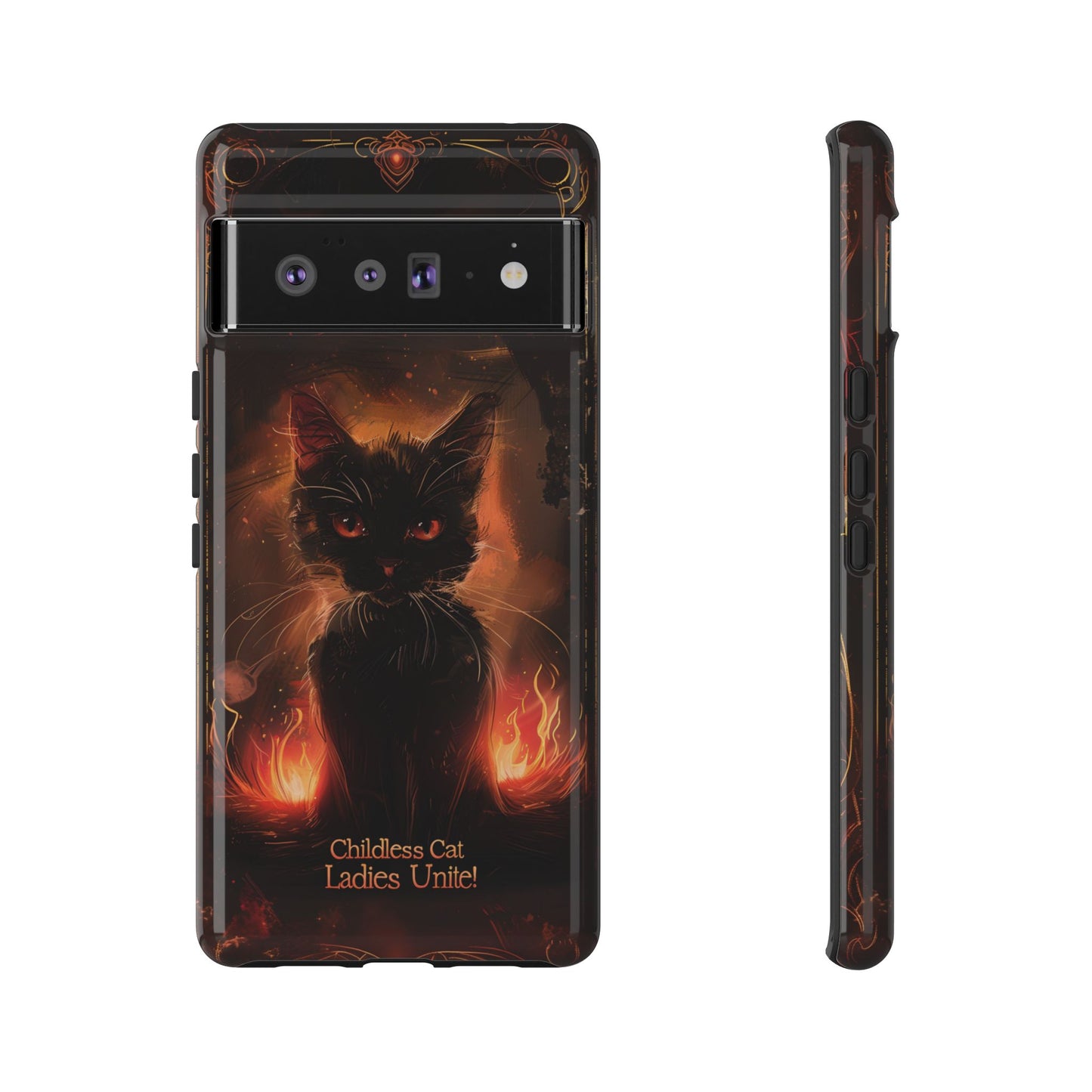 Childless Cat Ladies Unite Phone Case - Gothic Black Cat For iPhone, Samsung Galaxy, and Google Pixel Devices