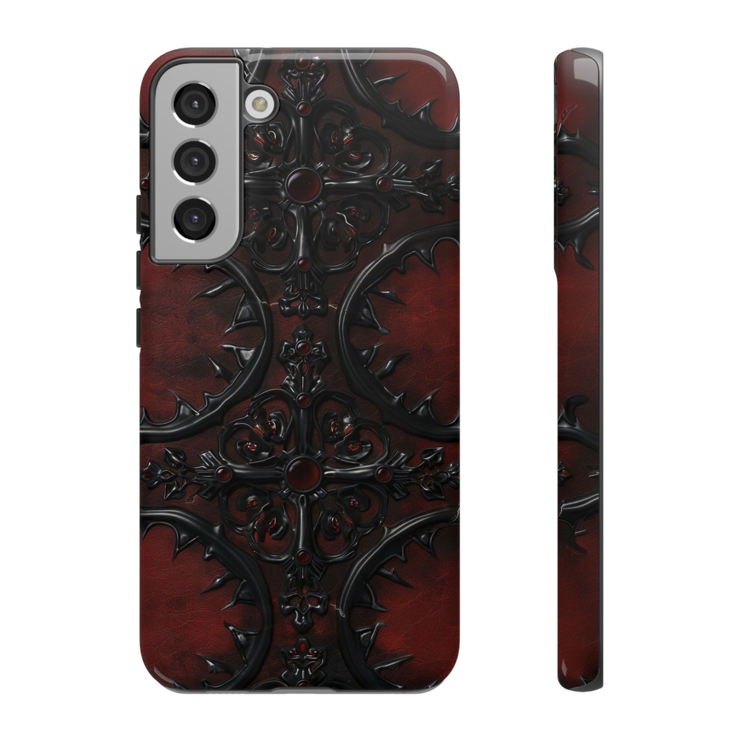 Vampiric Leather Phone Case for iPhone, Samsung Galaxy, and Google Pixel Devices - Gothic Ornate Design