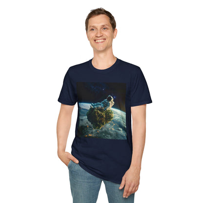 Space Explorer Astronaut on Floating Cannabis Bud T-Shirt